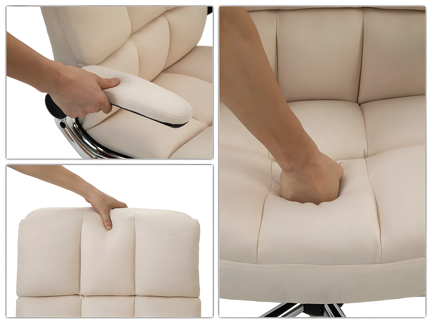 Chaise de bureau MCW-J21,  tissu/textile crème-beige