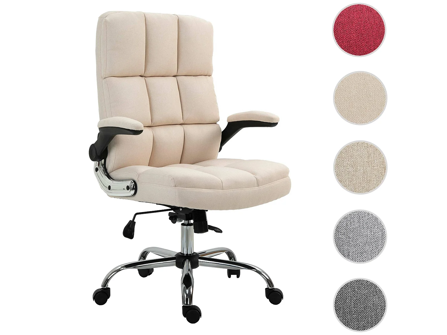 Chaise de bureau MCW-J21,  tissu/textile crème-beige