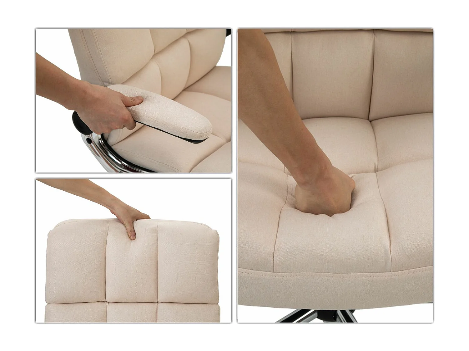Chaise de bureau MCW-J21,  tissu/textile crème-beige