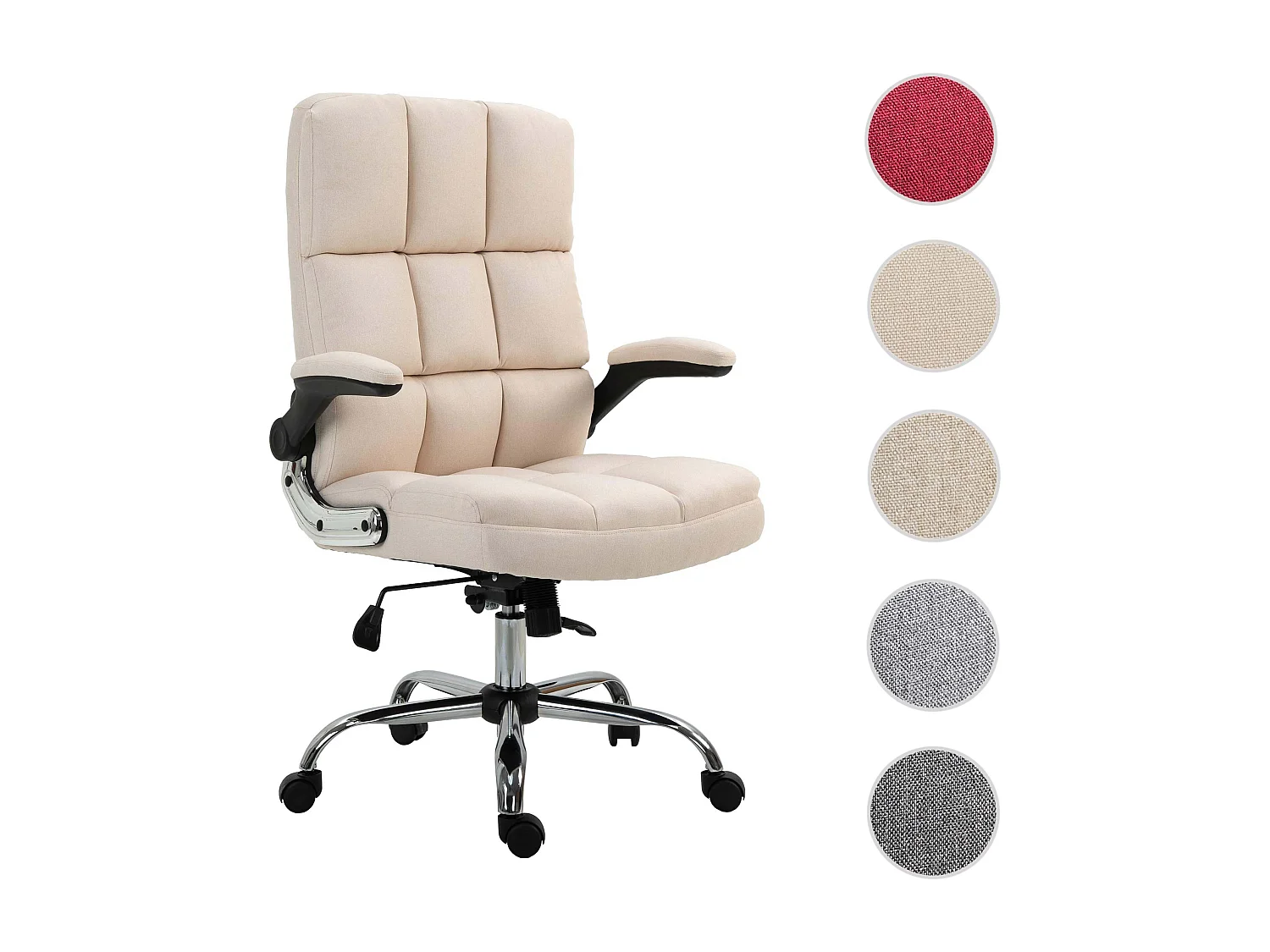Chaise de bureau MCW-J21,  tissu/textile crème-beige