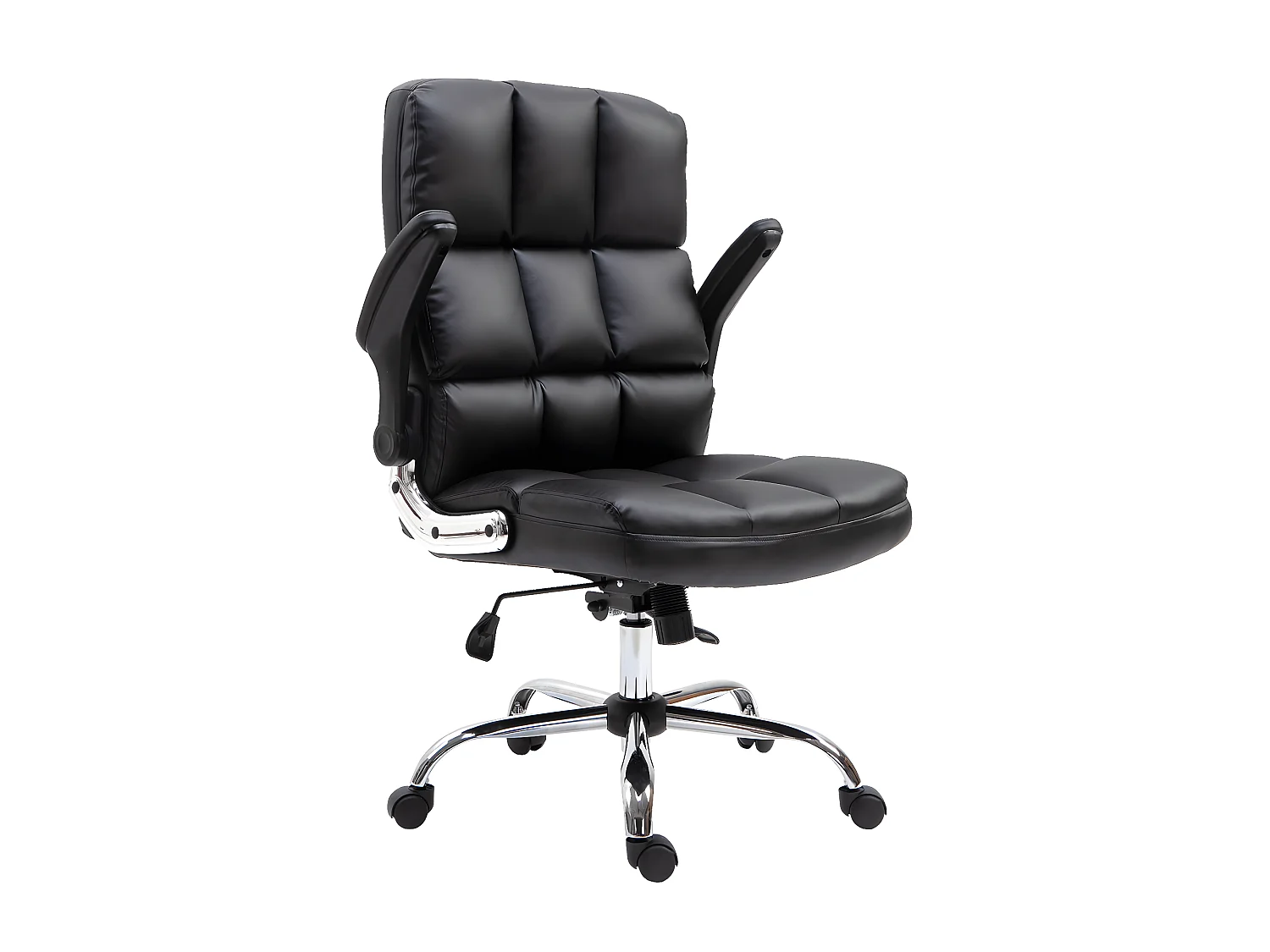 Cadeira de escritório MCW-J21,  imitação de pele preta