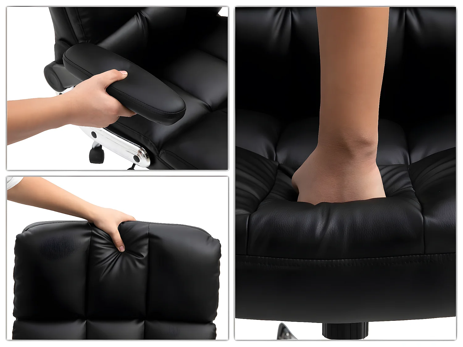 Cadeira de escritório MCW-J21,  imitação de pele preta