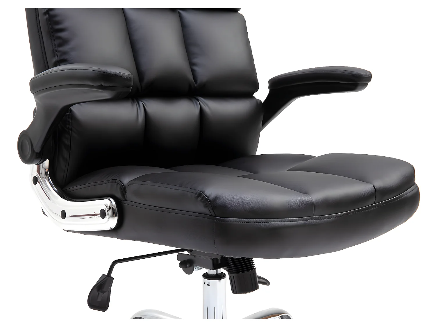 Cadeira de escritório MCW-J21,  imitação de pele preta