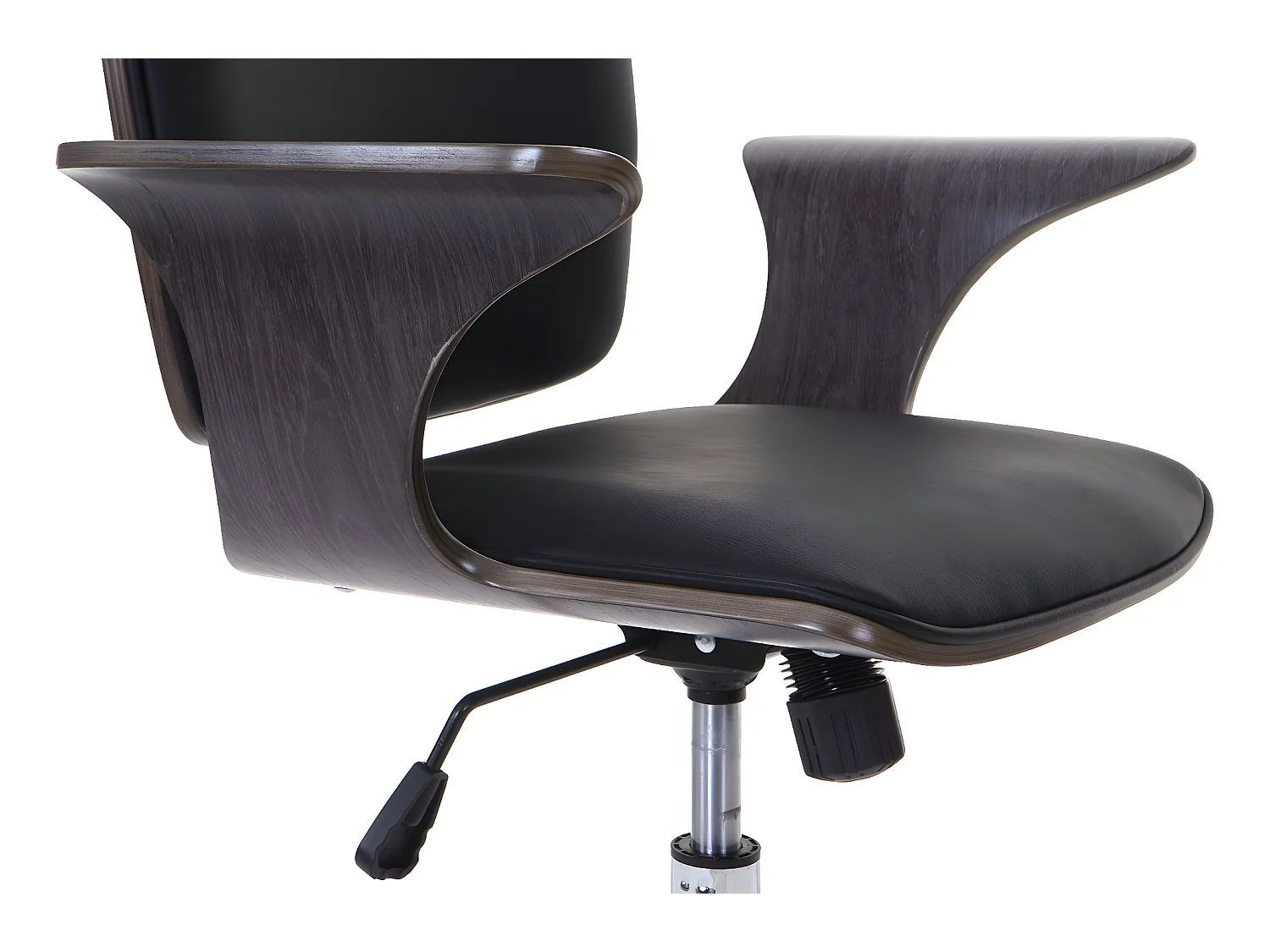 Chaise de bureau MCW-C54,  design bois de noyer, tissu noir