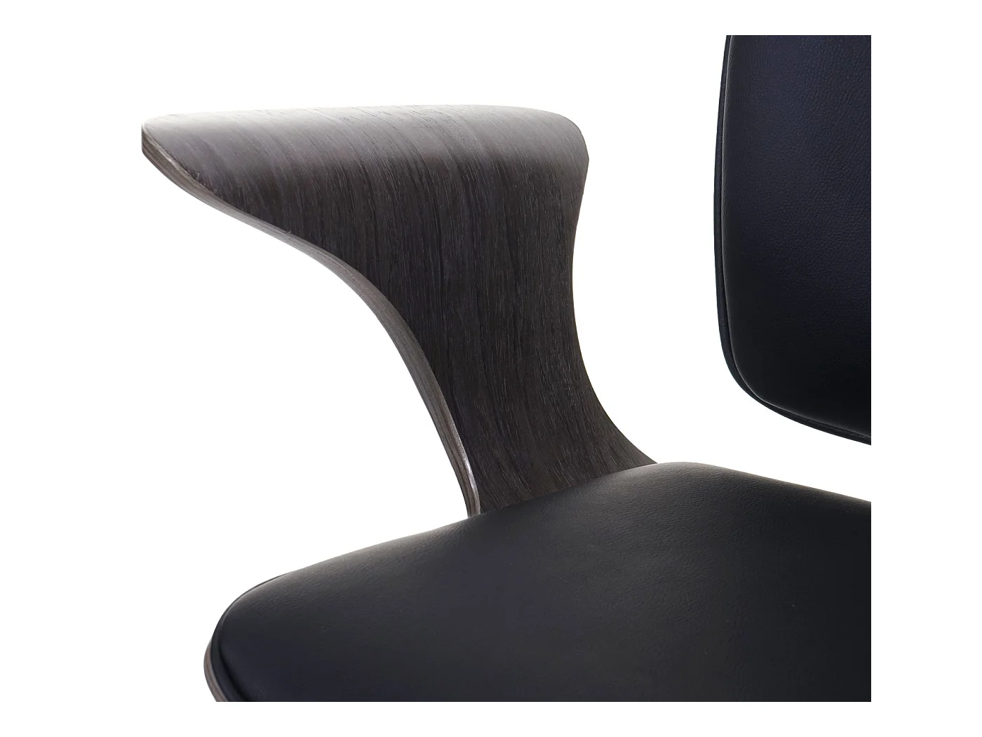 Chaise de bureau MCW-C54,  design bois de noyer, tissu noir