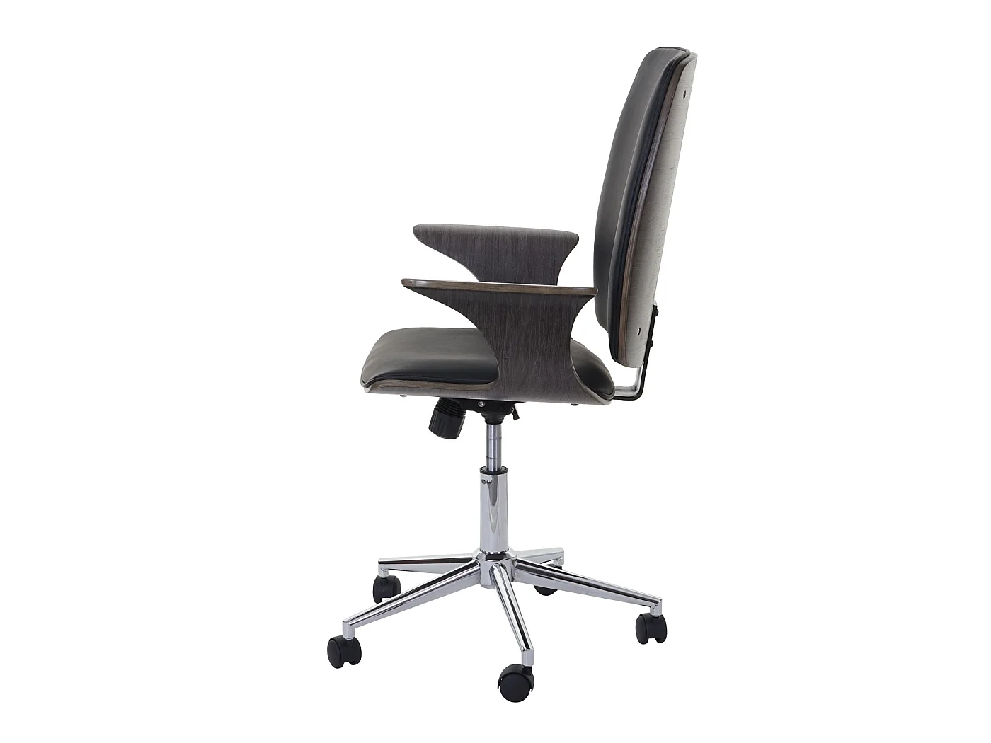 Chaise de bureau MCW-C54,  design bois de noyer, tissu noir