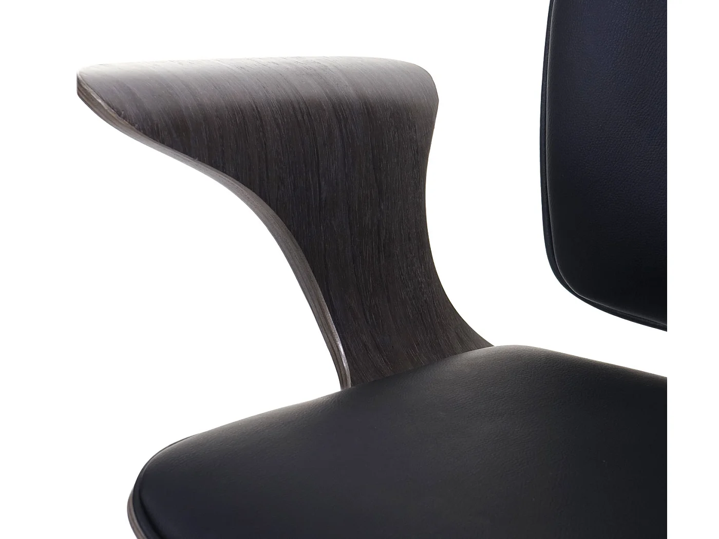 Chaise de bureau MCW-C54,  design bois de noyer, tissu noir