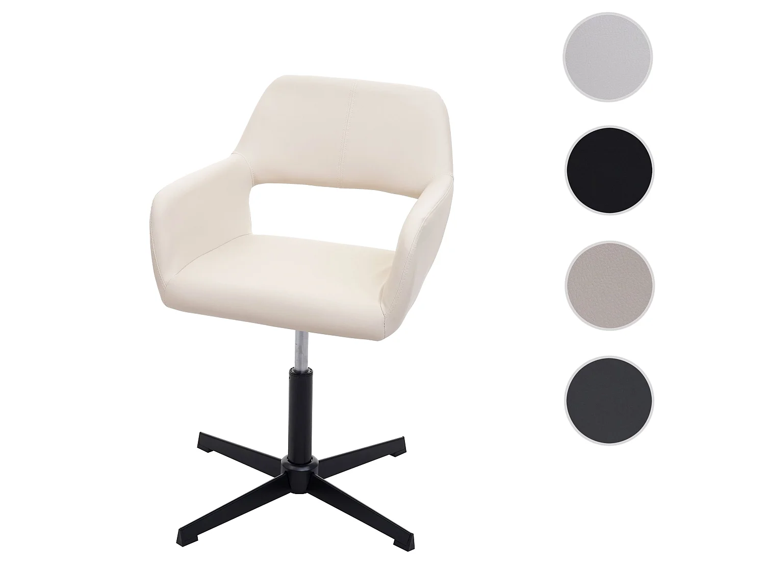 Chaise de bureau pour home office MCW-A50 IV,  similicuir crème, pied noir