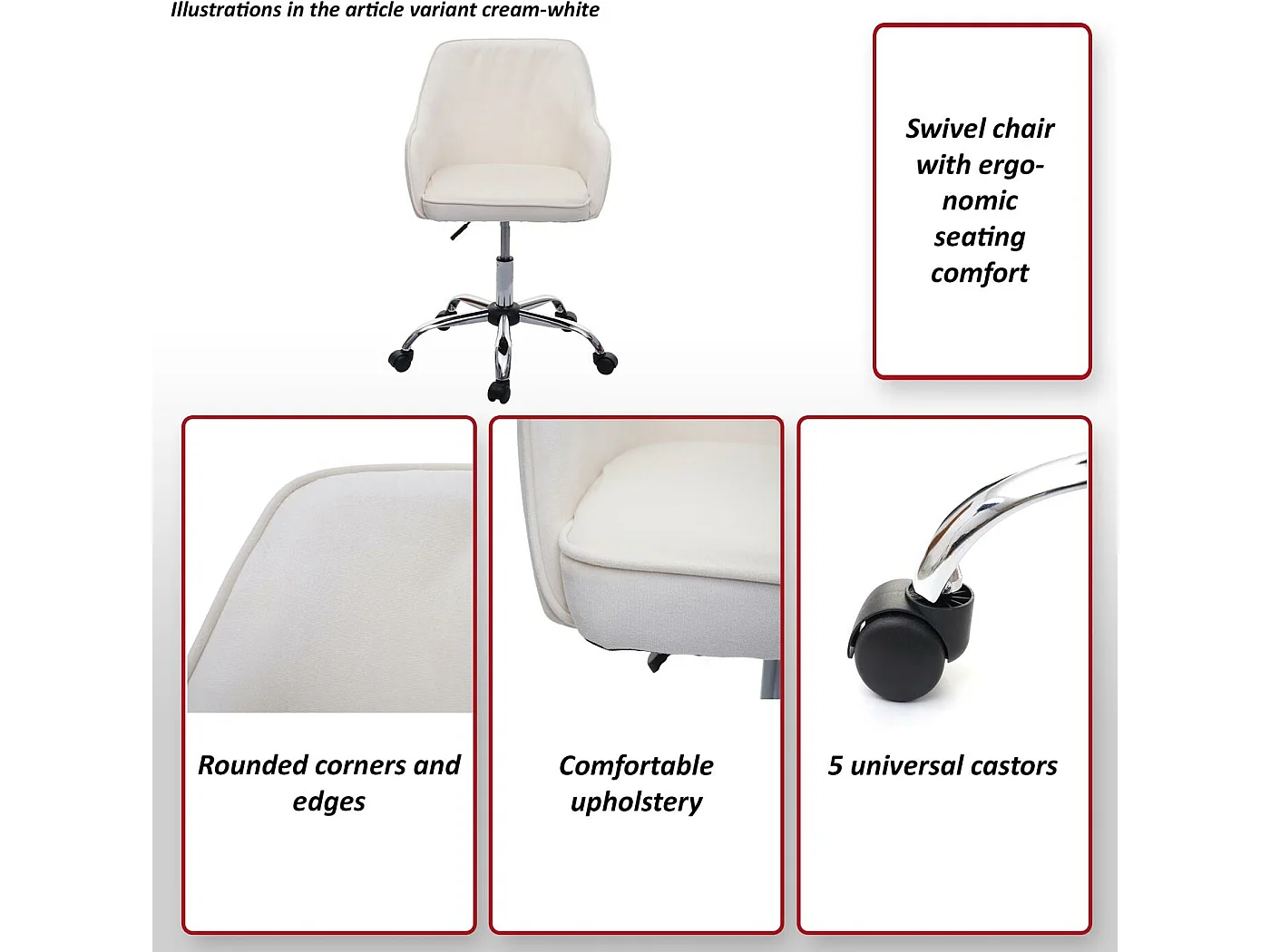 Chaise de bureau MCW-F82,  gris