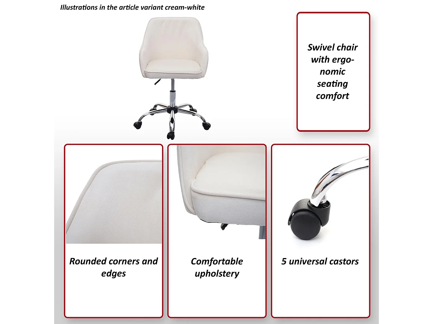 Krzesło biurowe MCW-F82,  szary