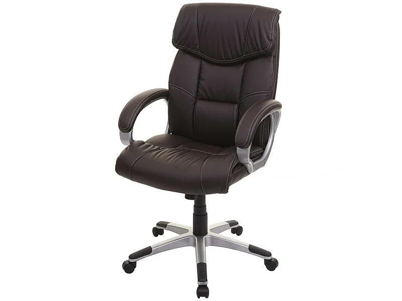 Poltrona sedia ufficio girevole regolabile MCW-A71 design moderno ecopelle marrone