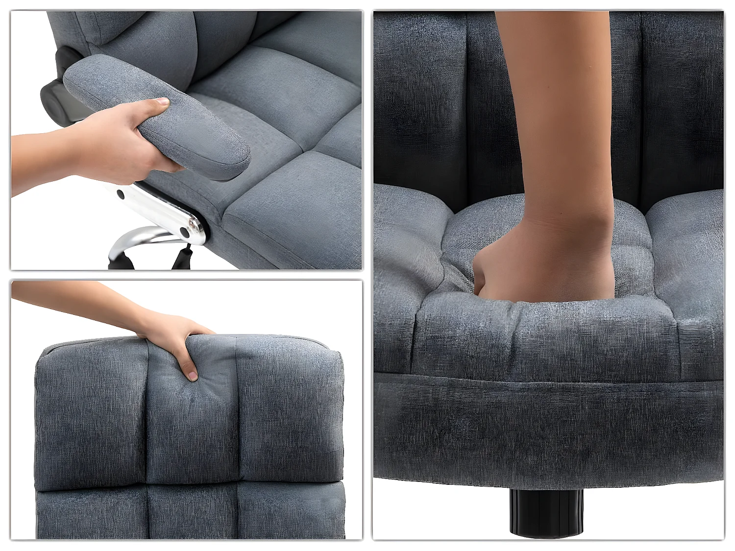 Krzesło biurowe MCW-J21,  tkanina/tekstylia szary