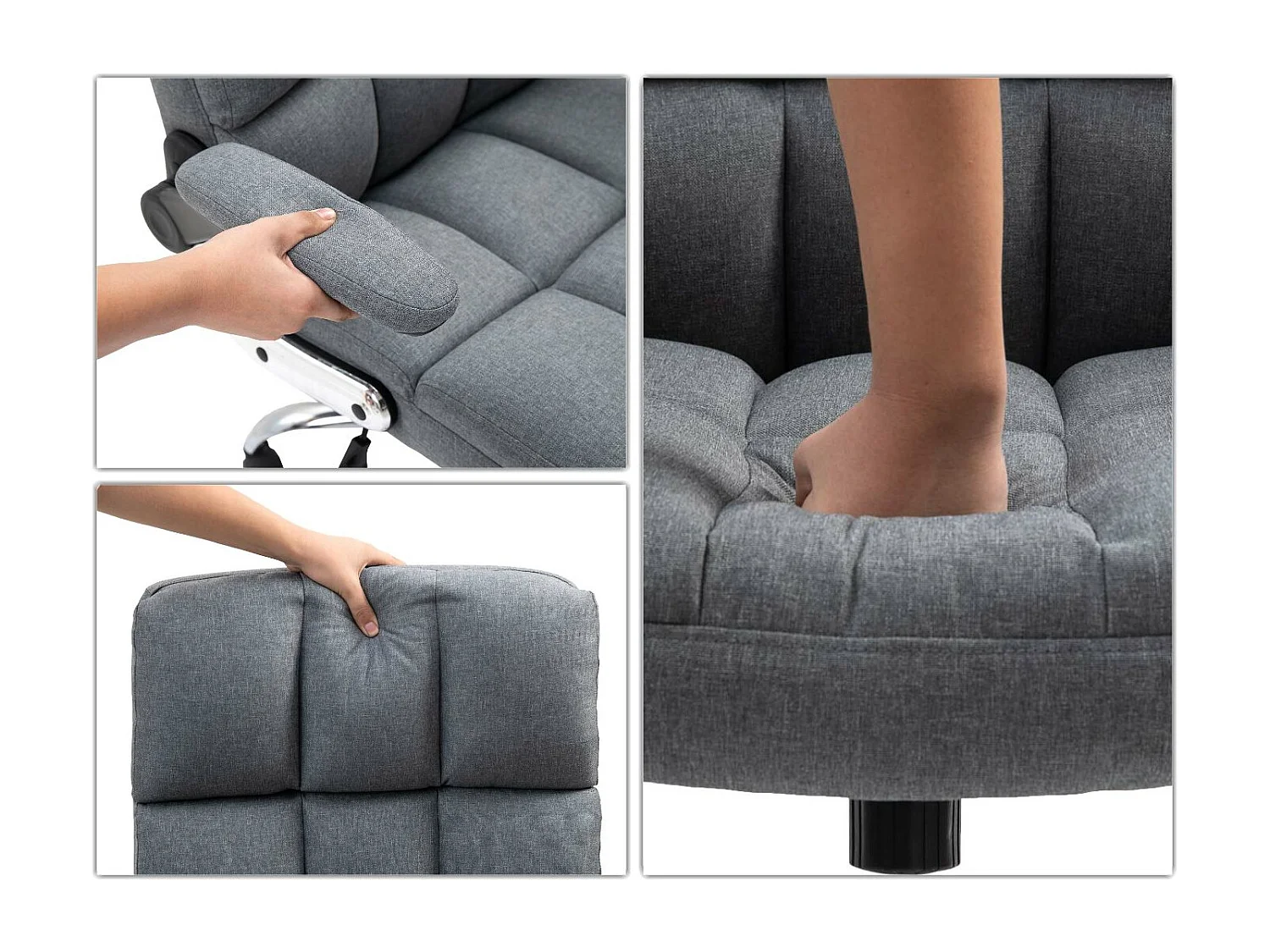 Chaise de bureau MCW-J21,  tissu/textile gris