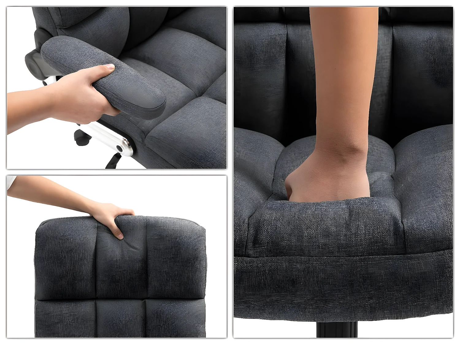 Chaise de bureau MCW-J21,  tissu/textile gris-foncé