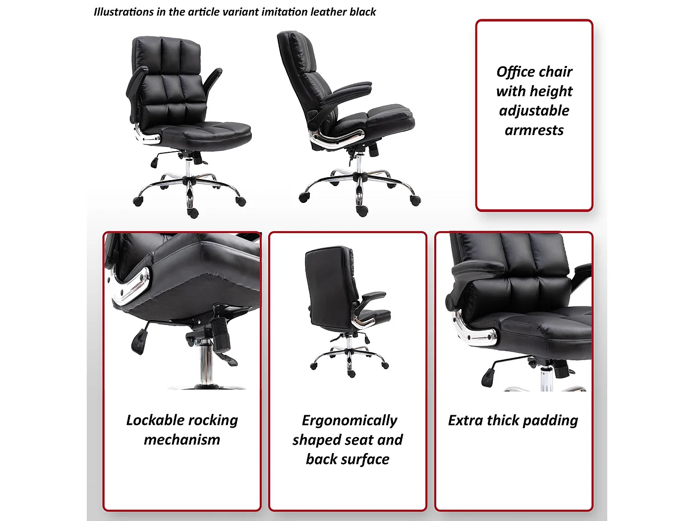 Krzesło biurowe MCW-J21,  tkanina/tekstylia ciemnoszary