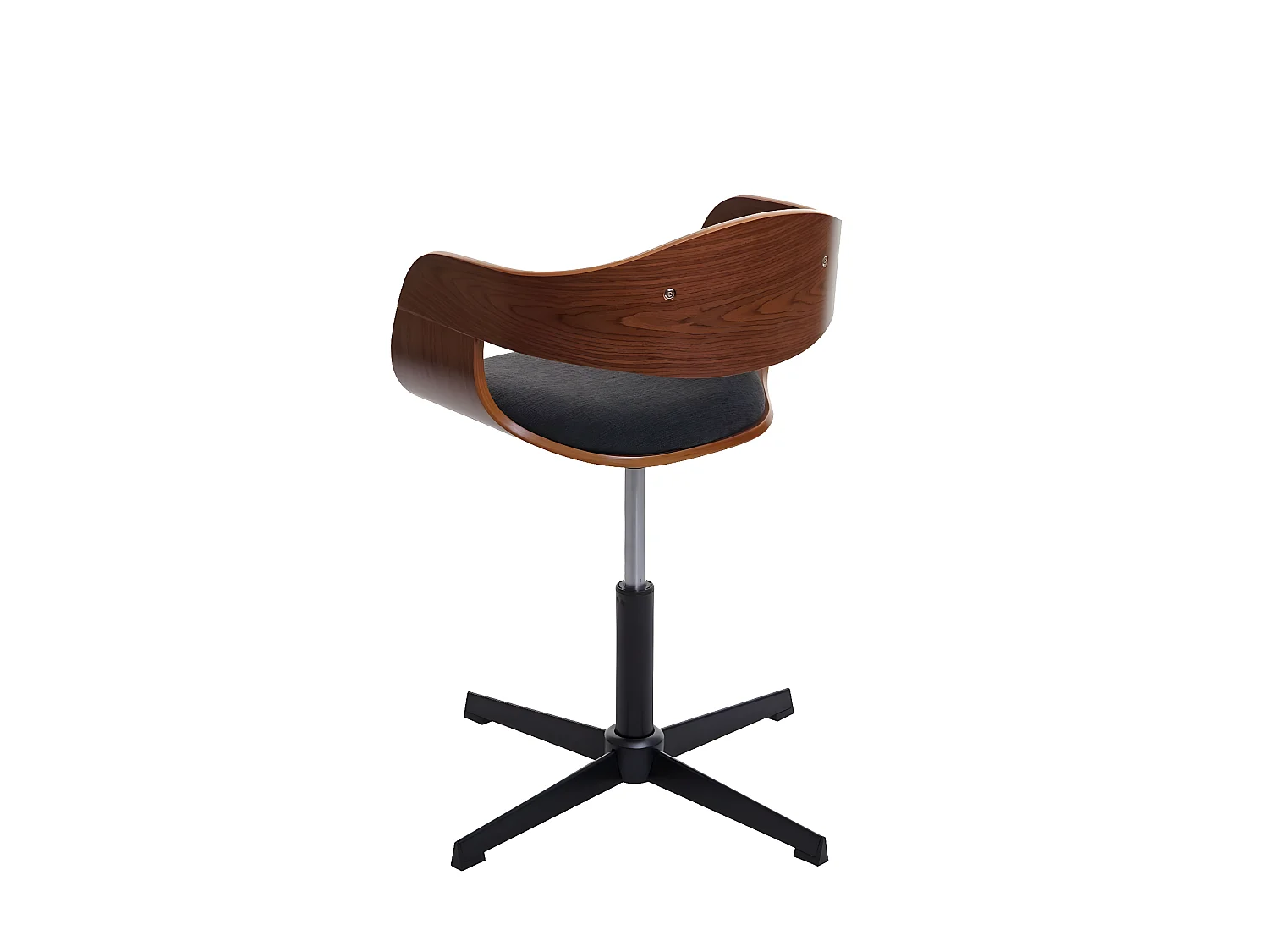 Chaise de bureau MCW-H46,  aspect noyer, tissu gris foncé