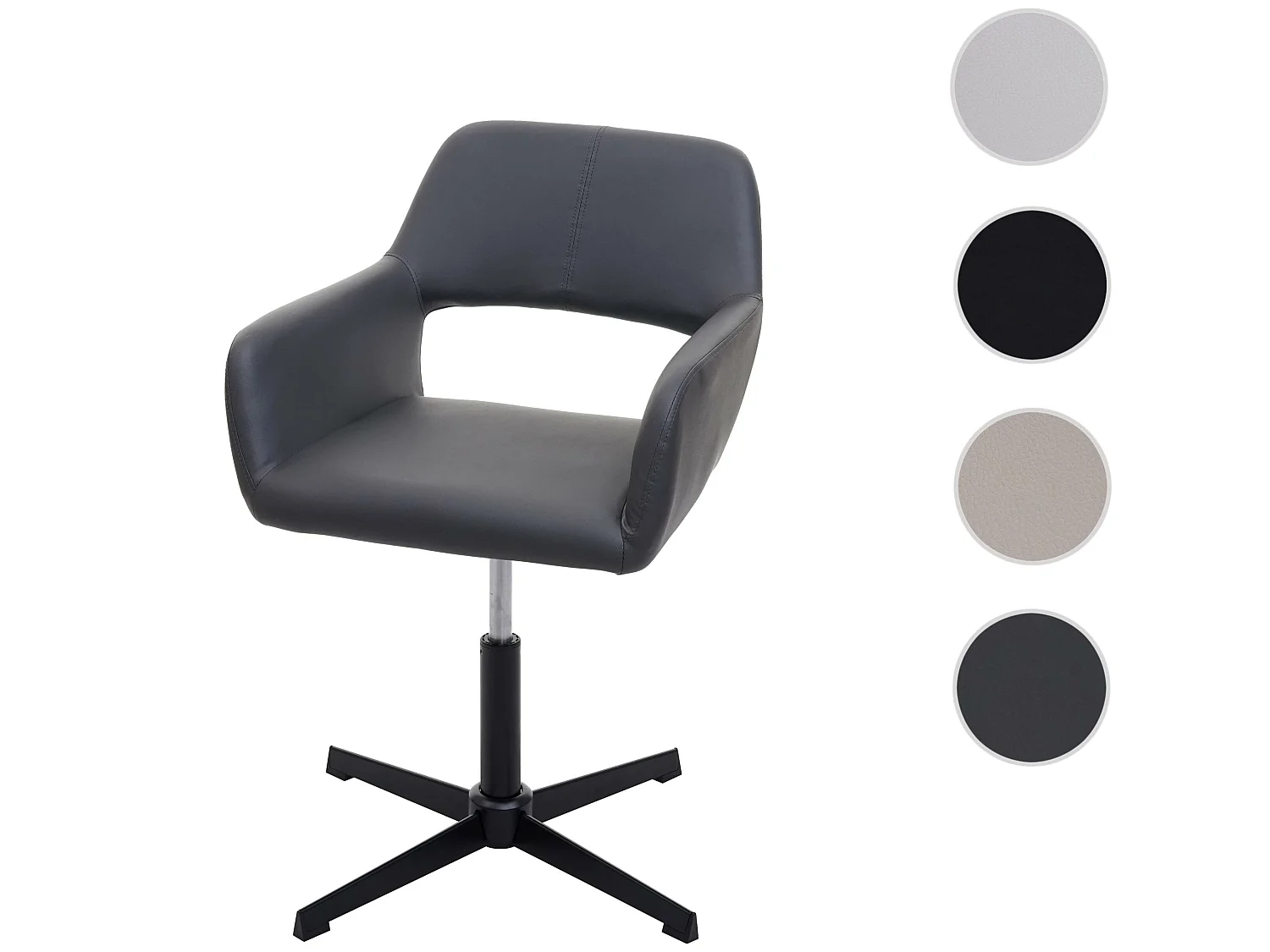 Chaise de bureau pour home office MCW-A50 IV,  similicuir gris, pied noir