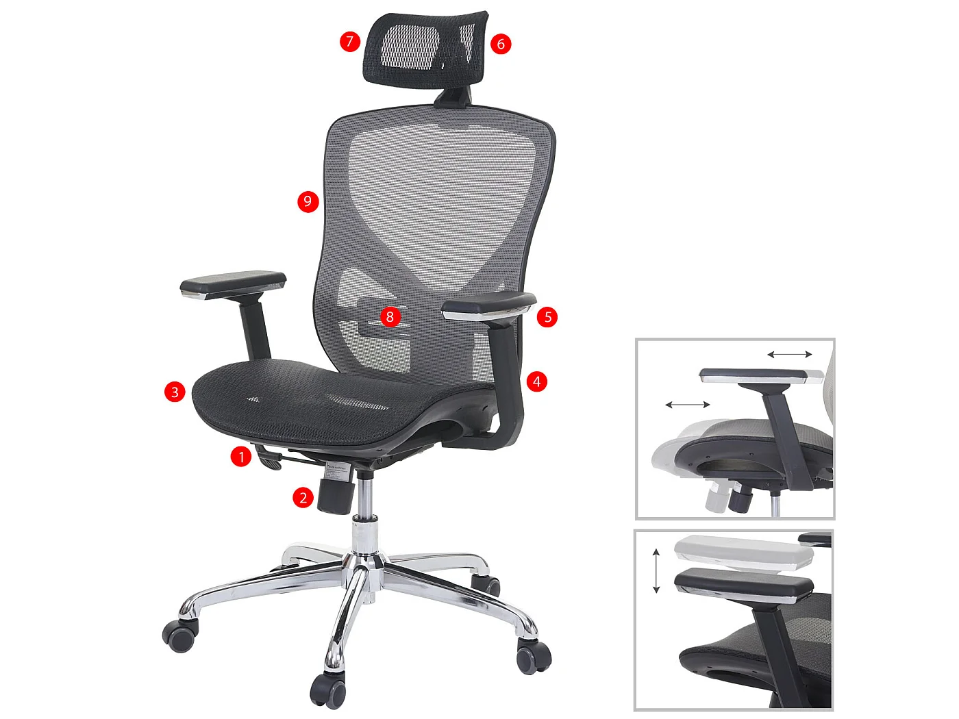 Chaise de bureau MCW-A61,  noir/gris