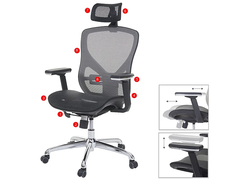 Bürostuhl MCW-A61, Schwarz/grau