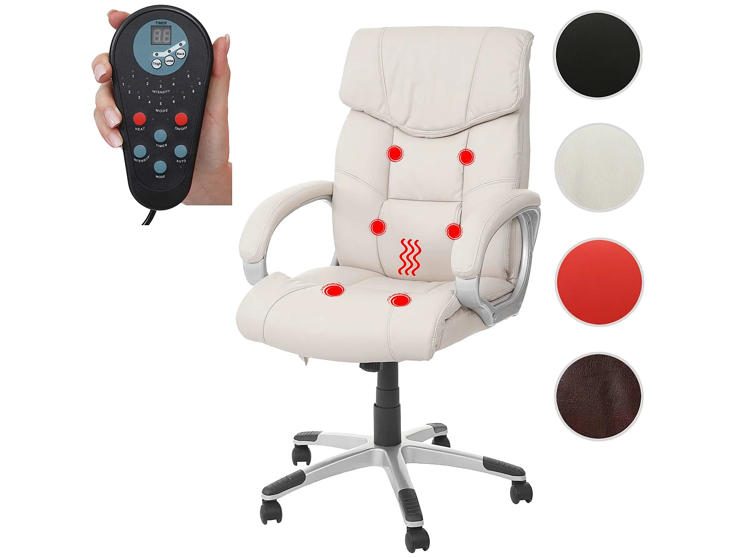 Massage-Bürostuhl MCW-A71, Creme