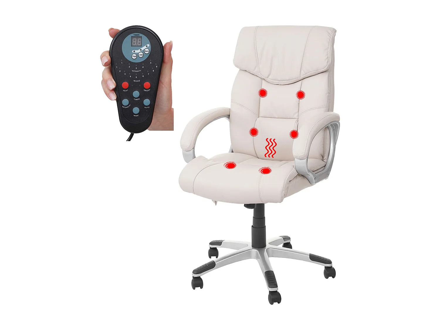 Massage-Bürostuhl MCW-A71, Creme