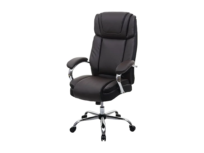 Poltrona sedia da ufficio XXL ergonomica girevole MCW-H94 ecopelle tessuto marrone