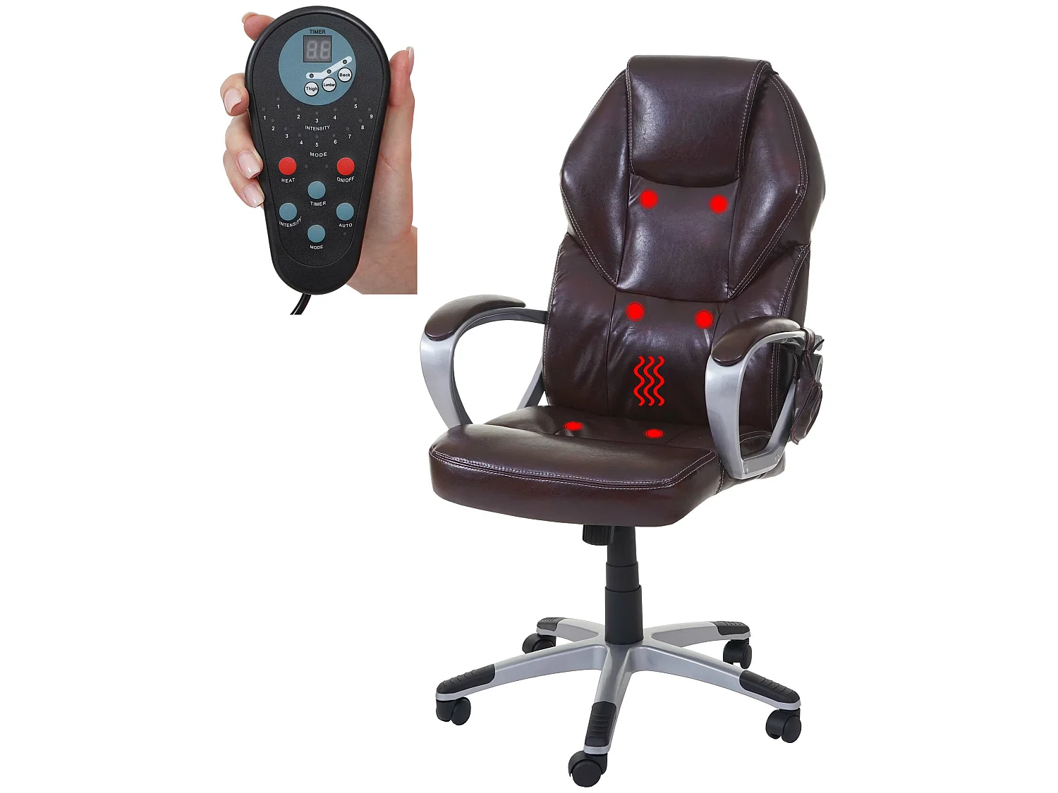 Massage-Bürostuhl MCW-A69, Bordeaux