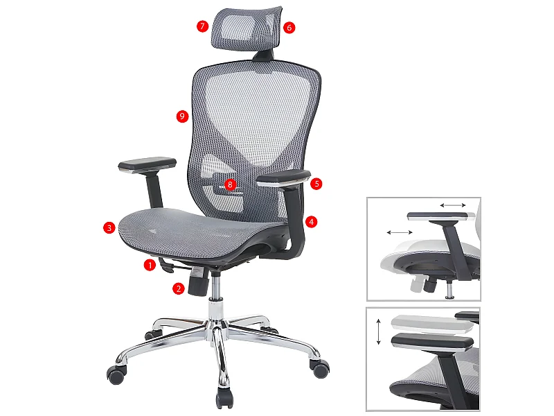 Chaise de bureau MCW-A61,  gris/gris