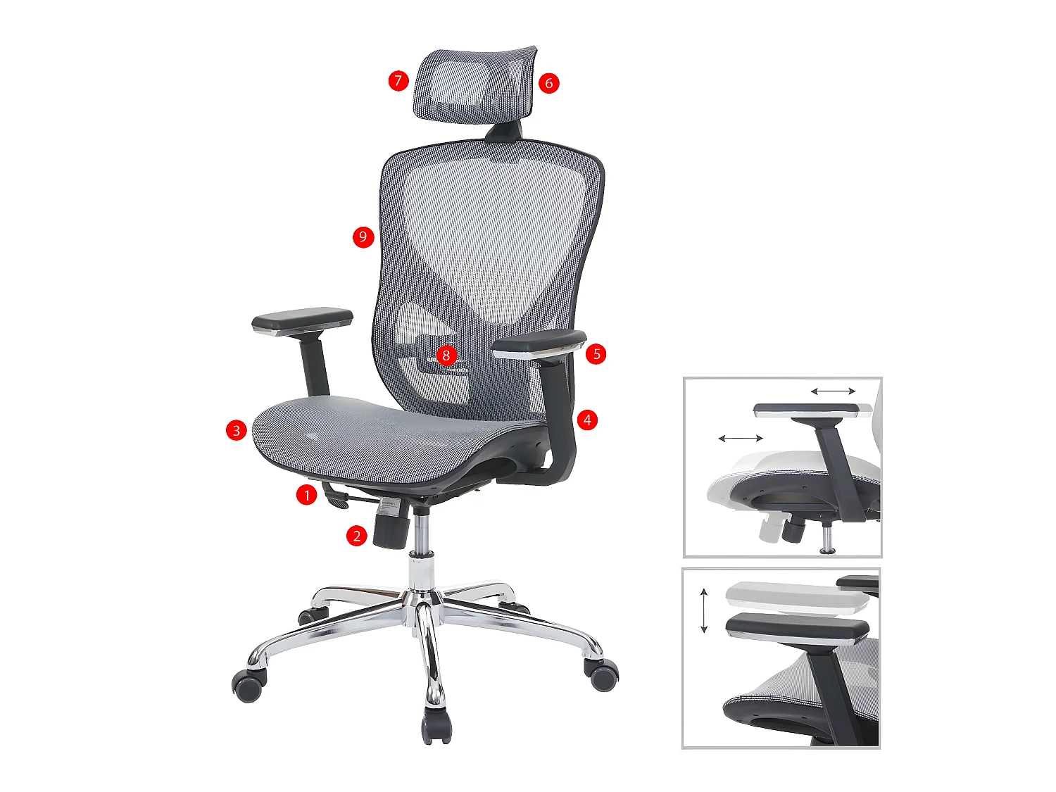 Chaise de bureau MCW-A61,  gris/gris