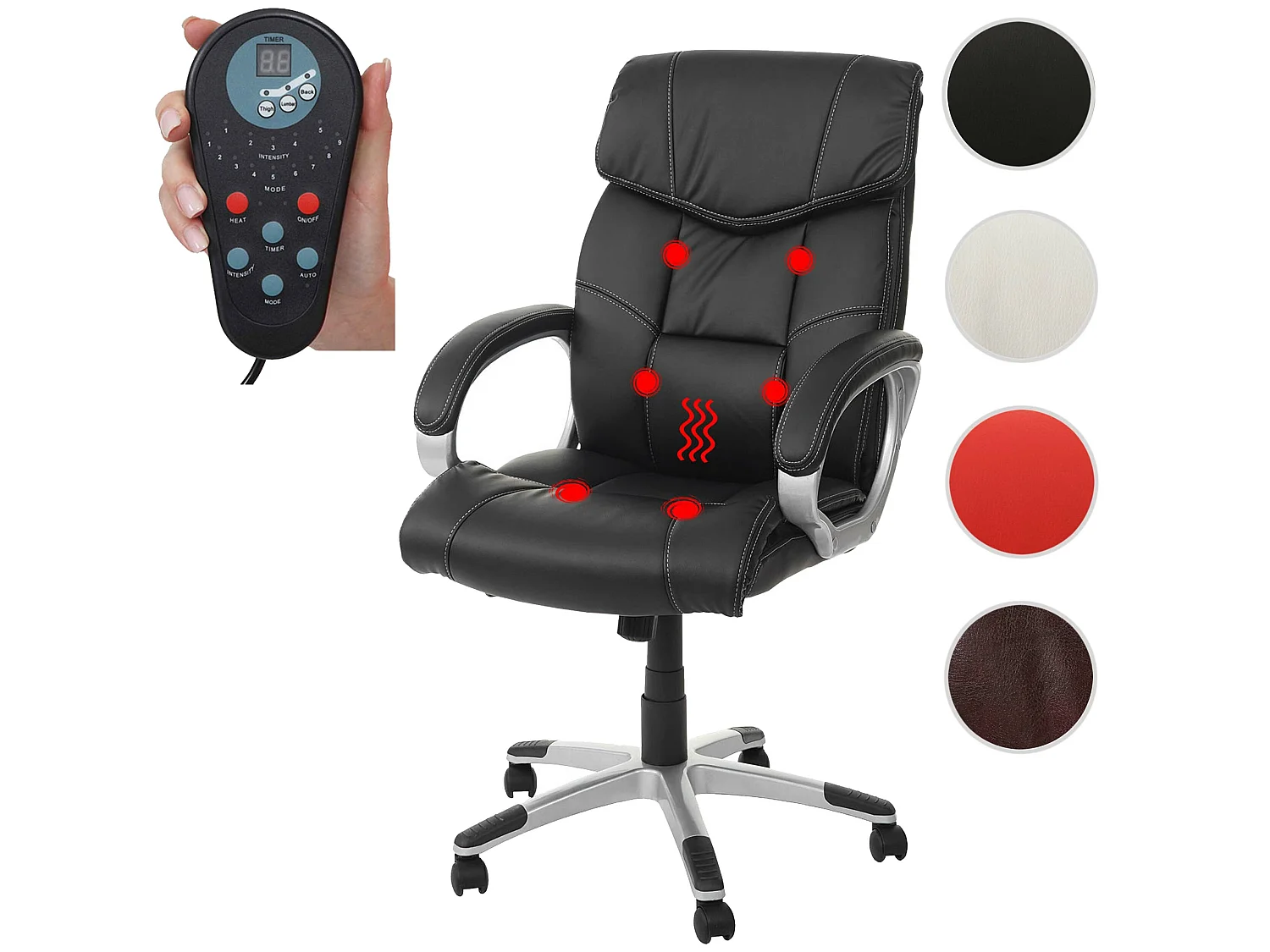 Massage-Bürostuhl MCW-A71, Schwarz