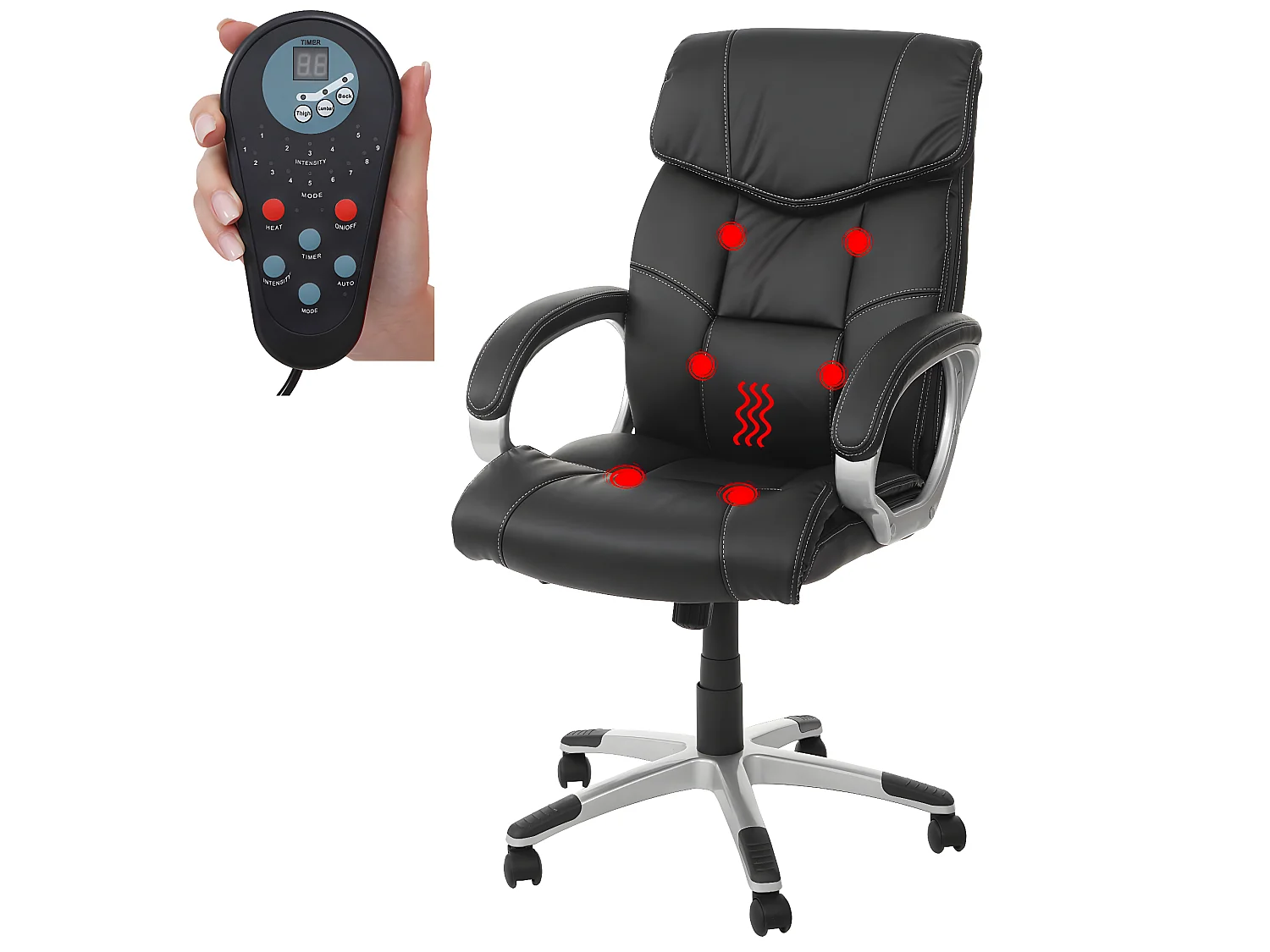 Massage-Bürostuhl MCW-A71, Schwarz