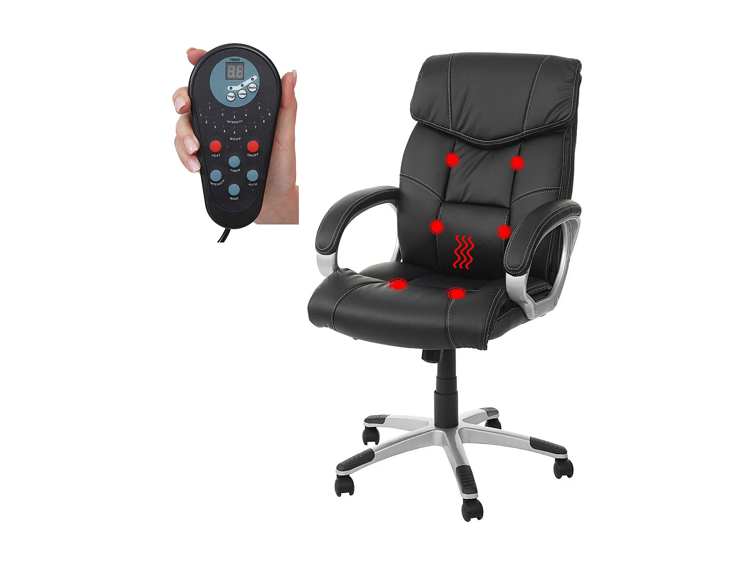 Massage-Bürostuhl MCW-A71, Schwarz