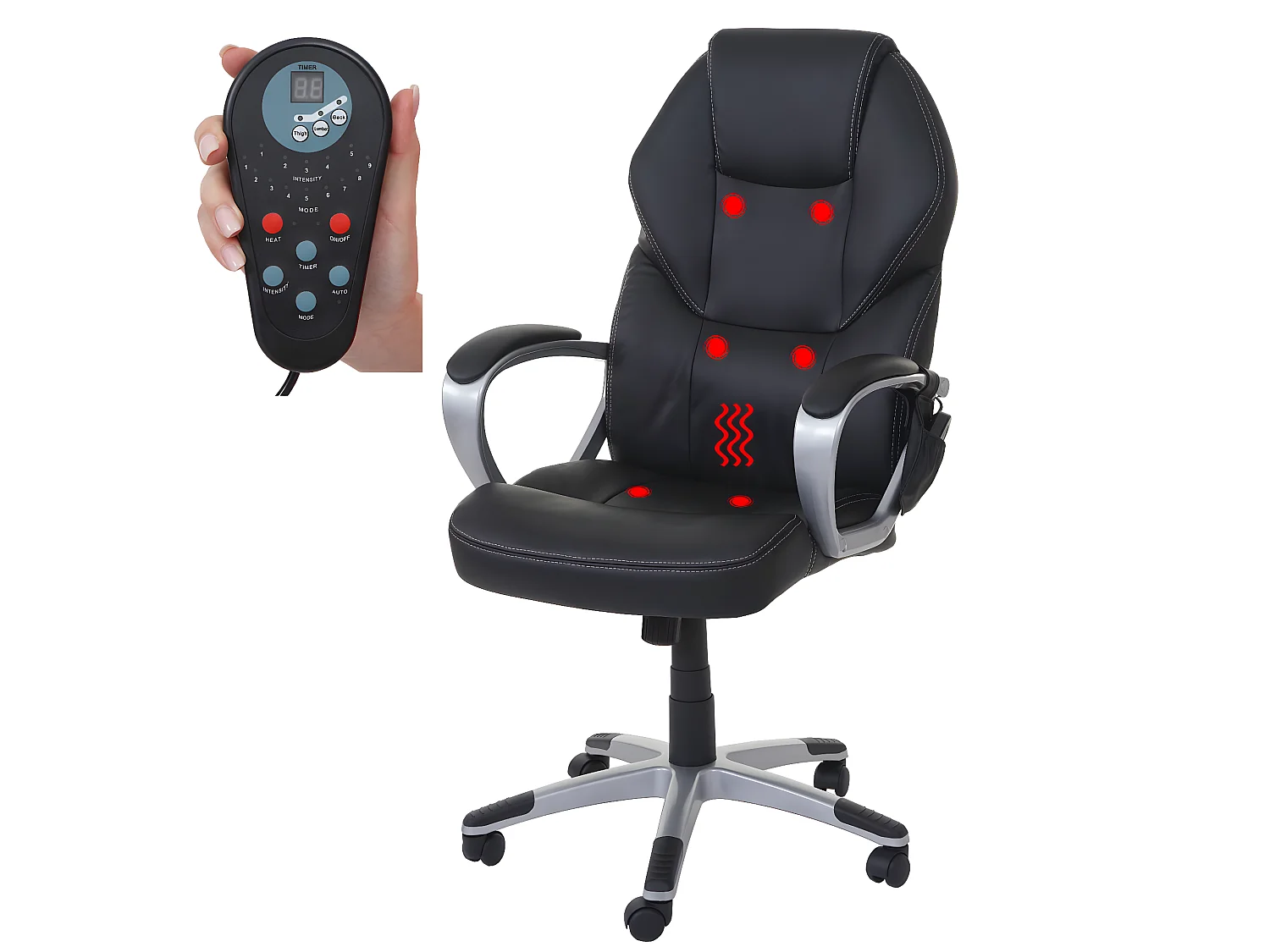 Massage-Bürostuhl MCW-A69, Schwarz