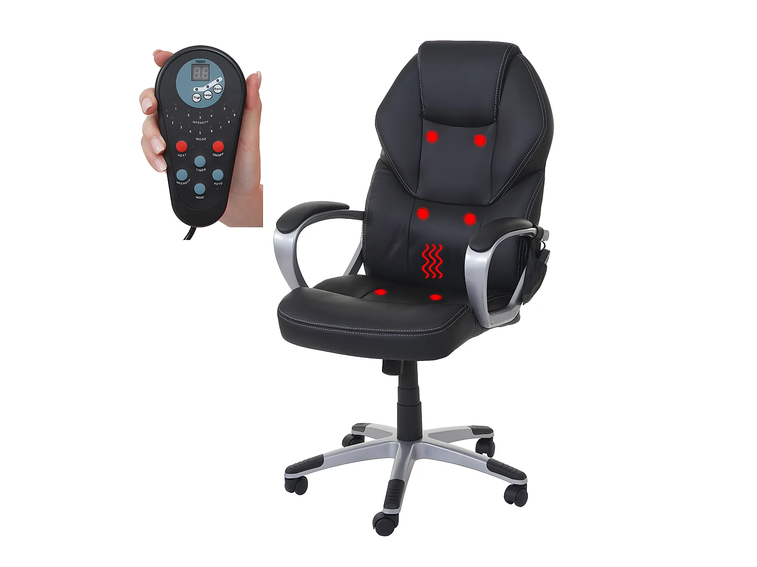 Massage-Bürostuhl MCW-A69, Schwarz