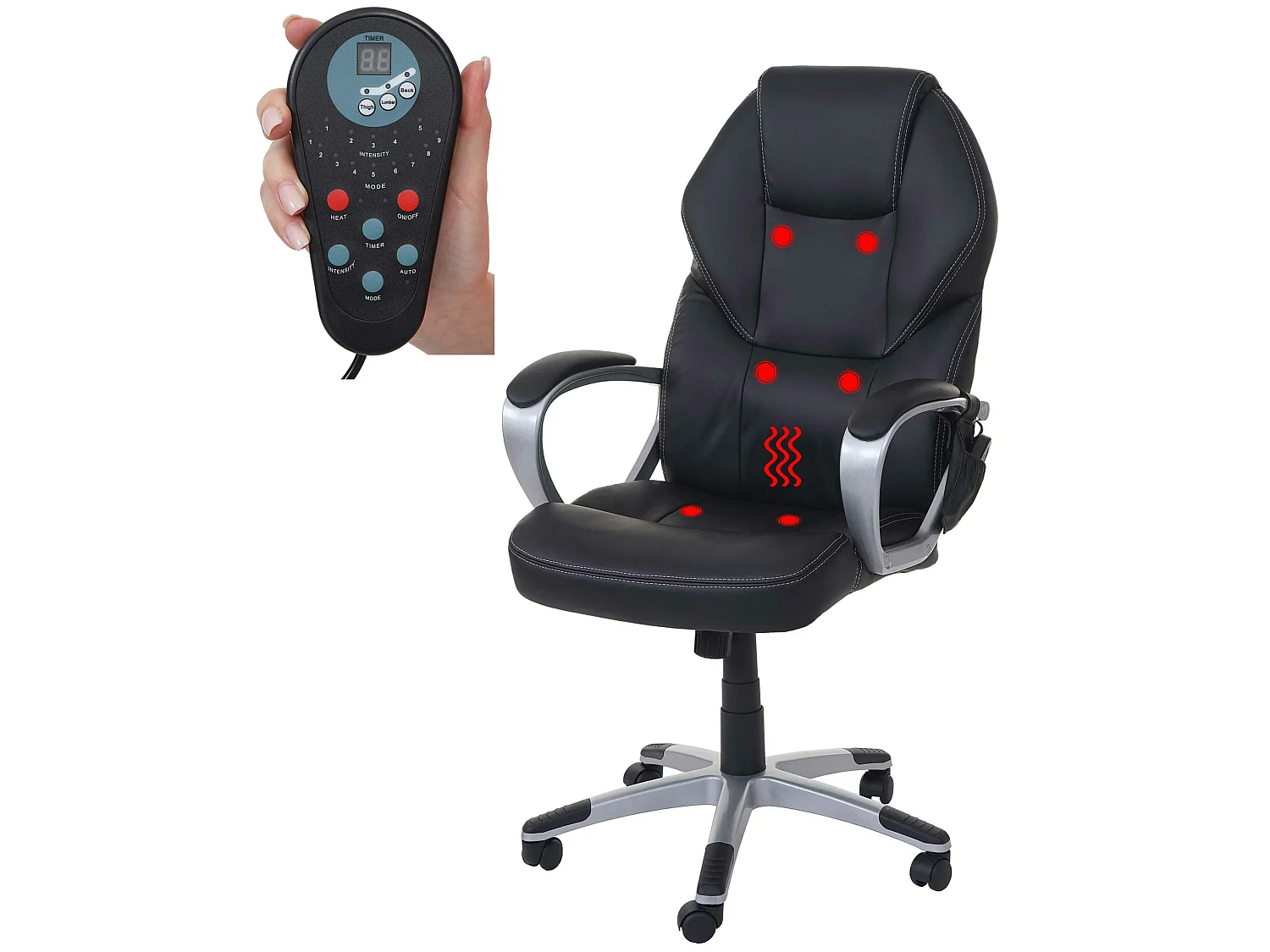 Massage-Bürostuhl MCW-A69, Schwarz