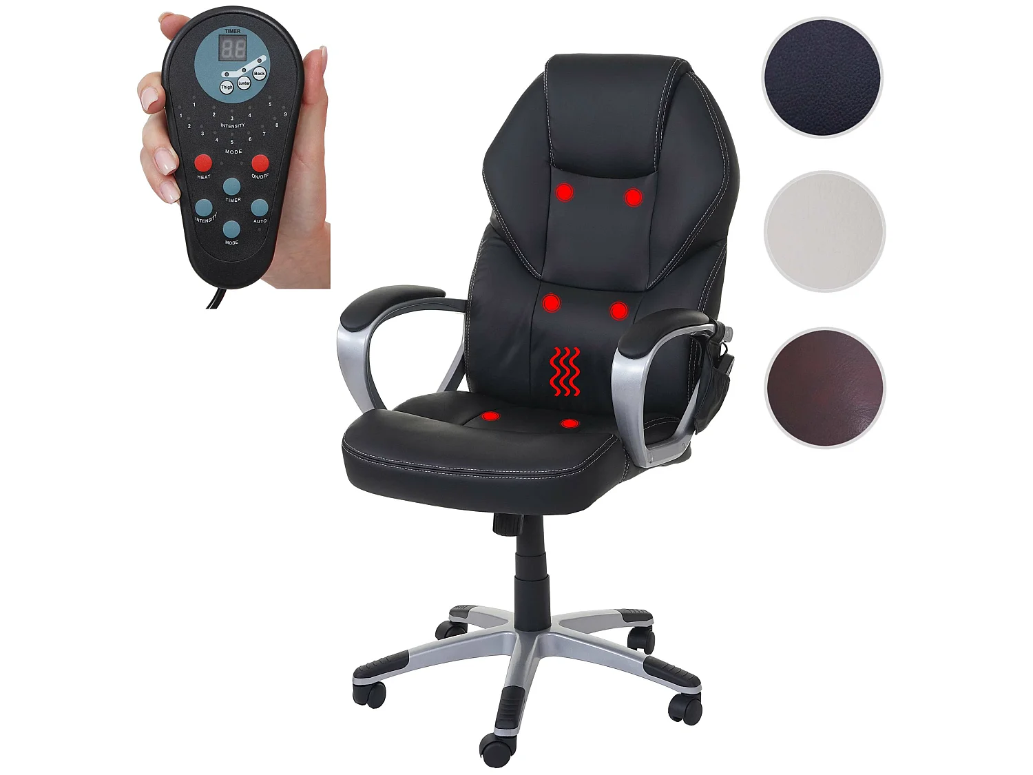 Massage-Bürostuhl MCW-A69, Schwarz