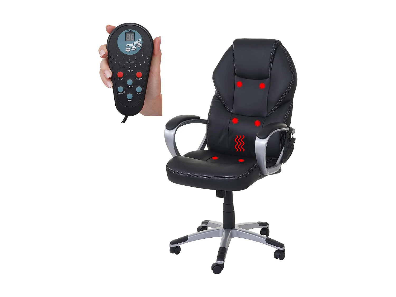 Massage-Bürostuhl MCW-A69, Schwarz
