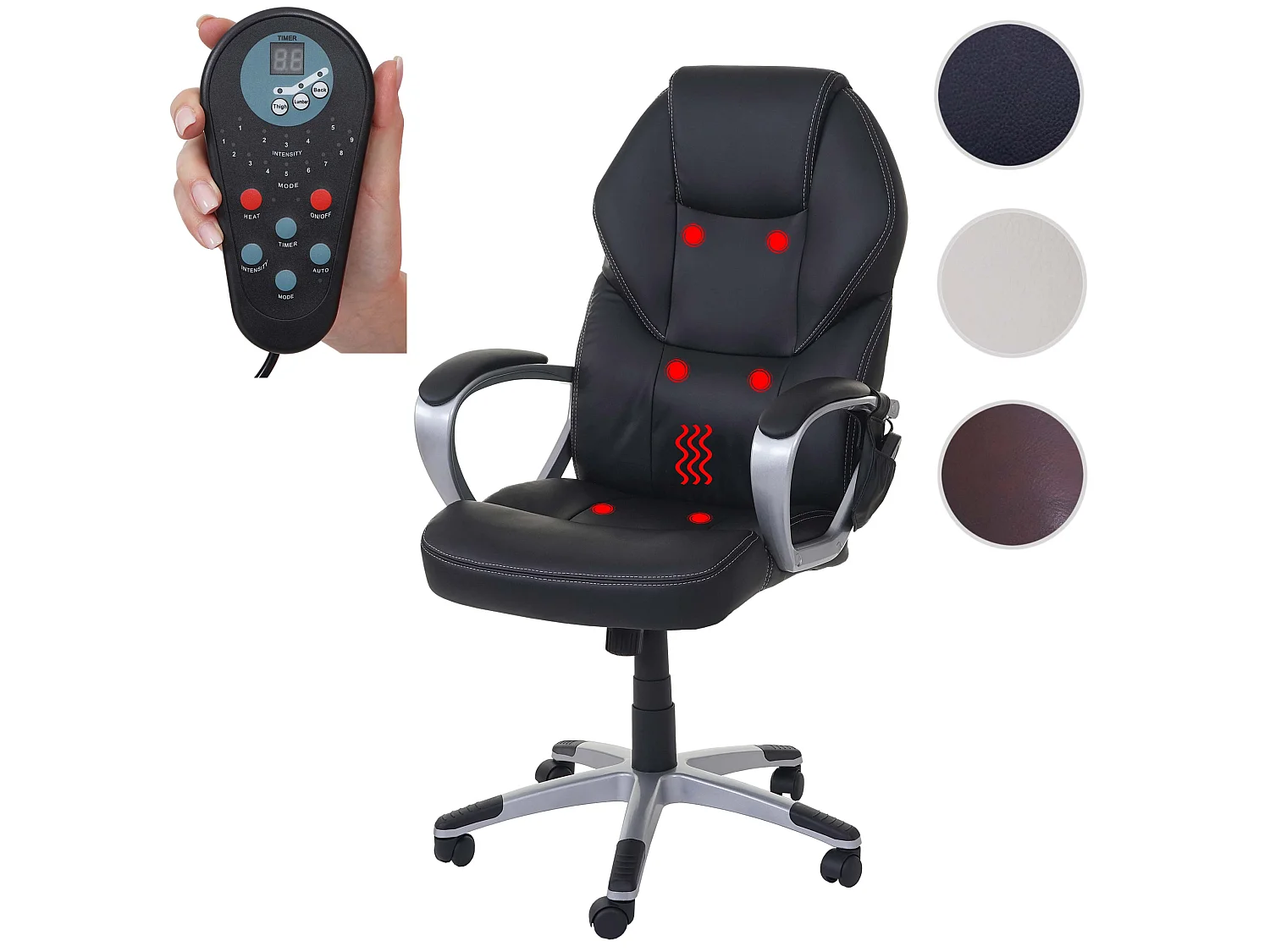 Massage-Bürostuhl MCW-A69, Schwarz