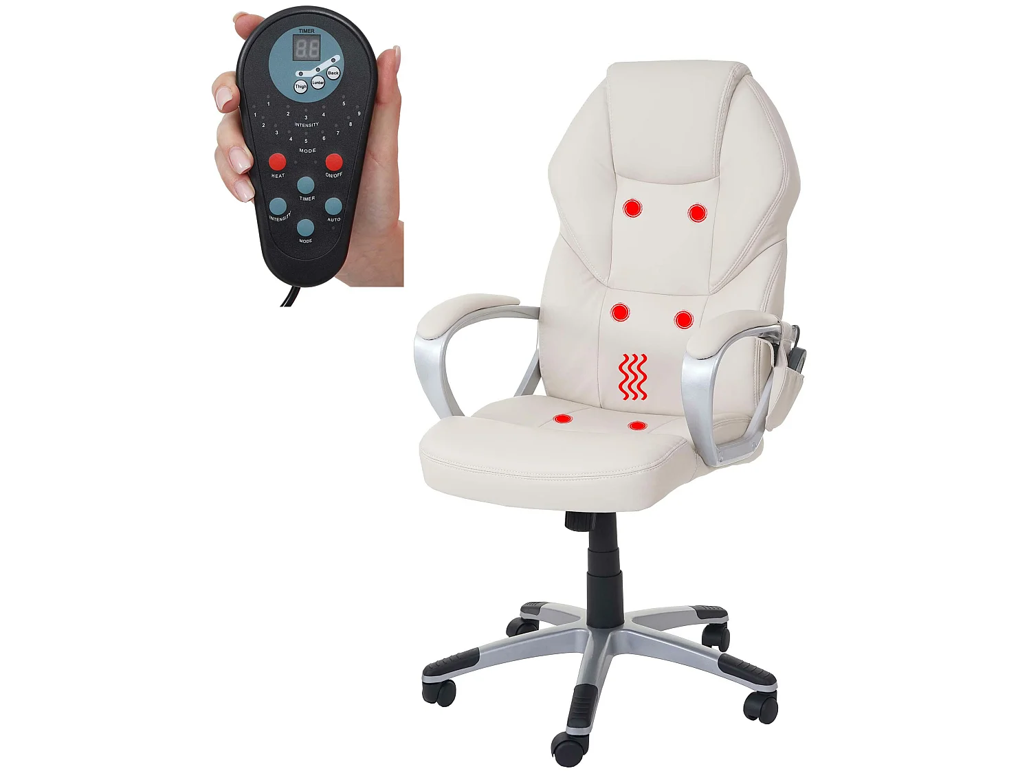 Massage-Bürostuhl MCW-A69, Creme