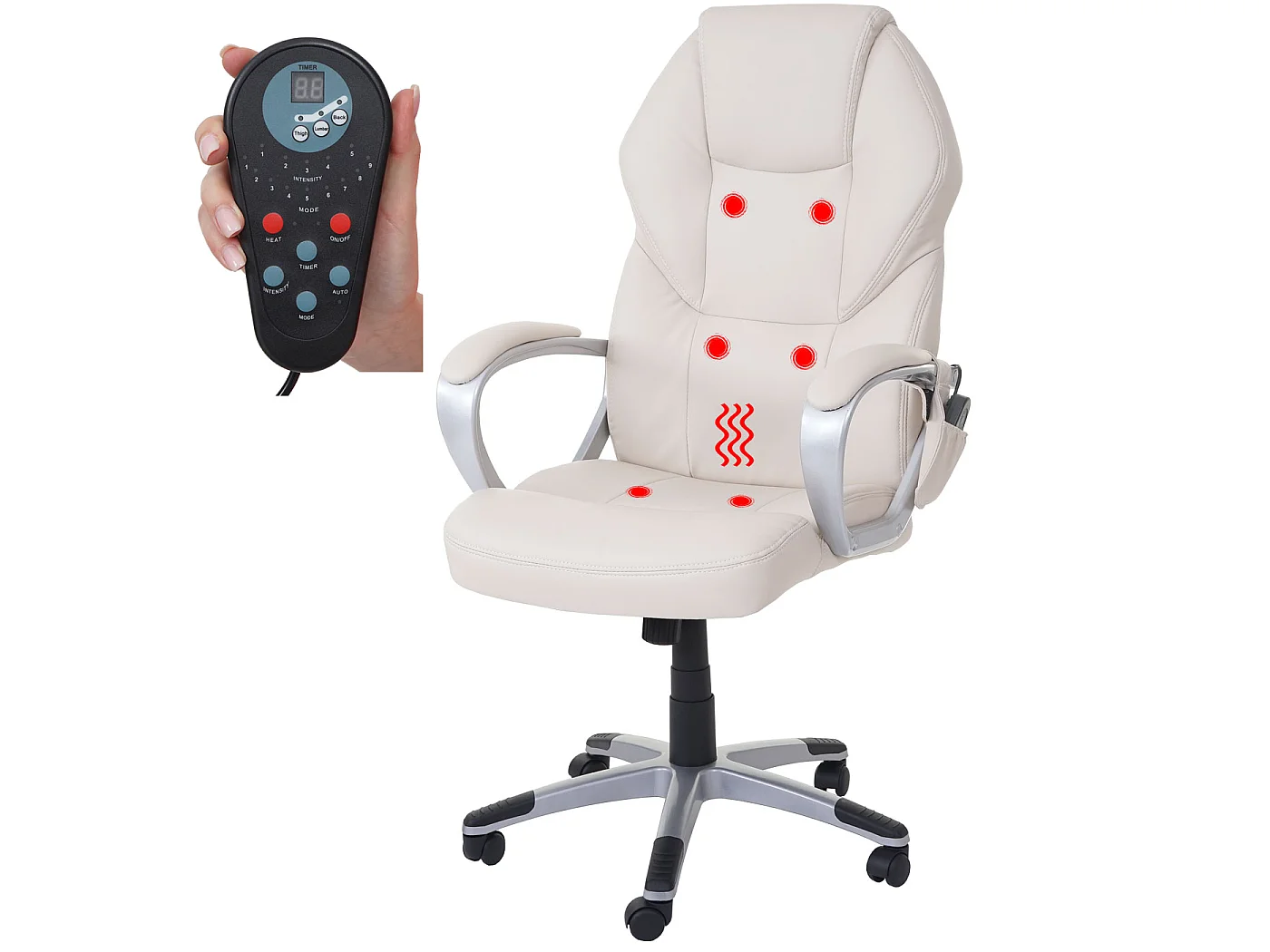 Massage-Bürostuhl MCW-A69, Creme