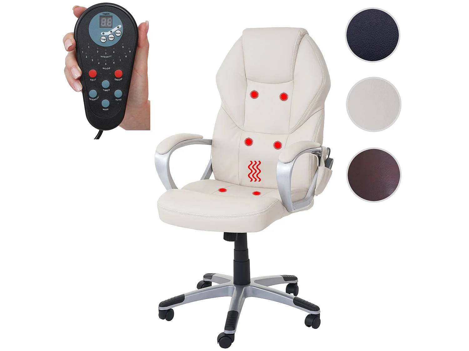 Massage-Bürostuhl MCW-A69, Creme