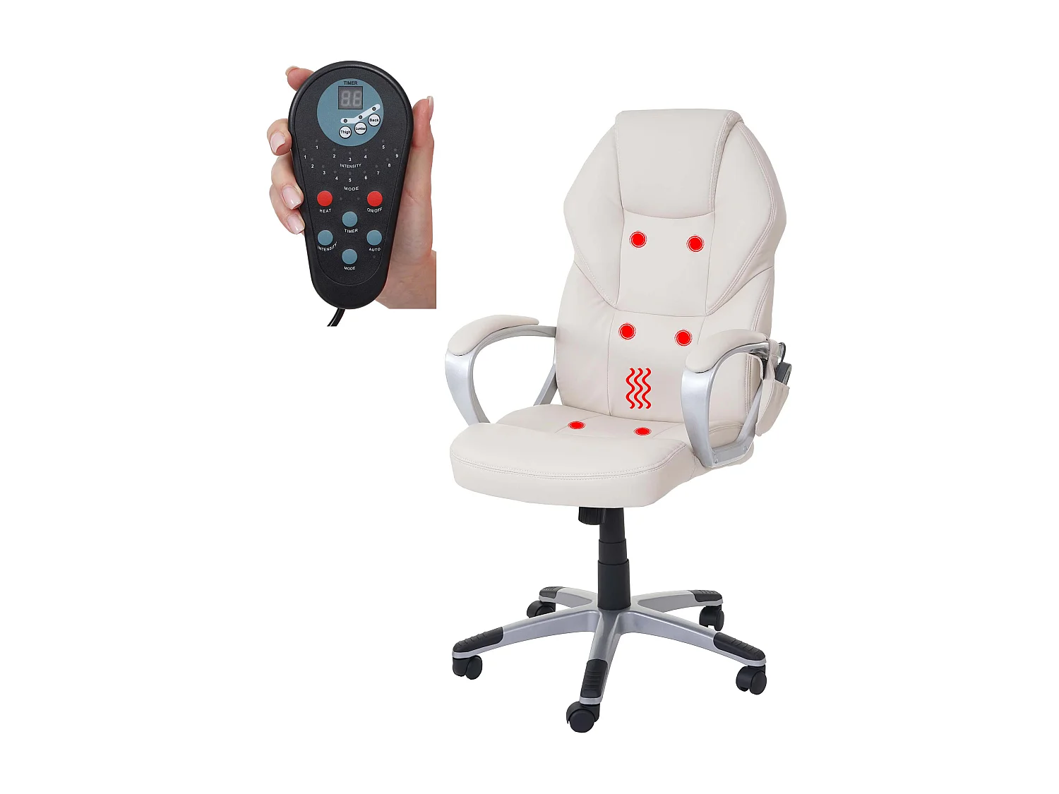 Massage-Bürostuhl MCW-A69, Creme