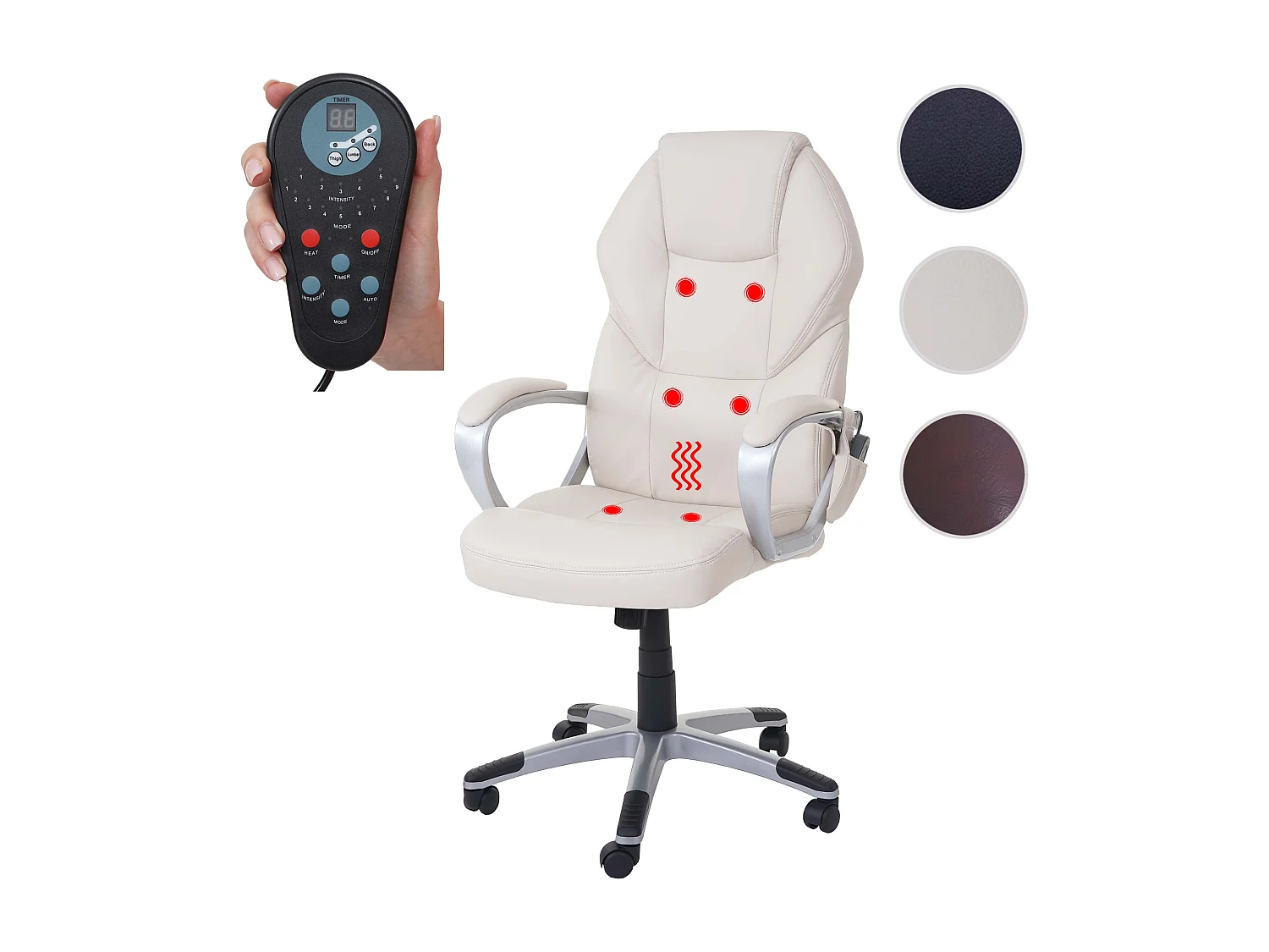 Massage-Bürostuhl MCW-A69, Creme