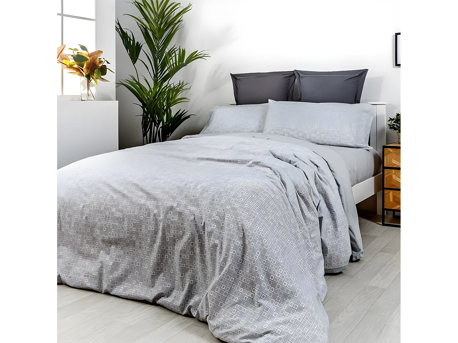 Funda nordica GROS algodón y Poliester Reciclado gris Cama de 135