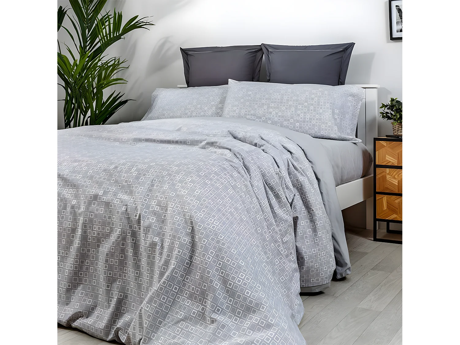 Funda nordica GROS algodón y Poliester Reciclado gris Cama de 135