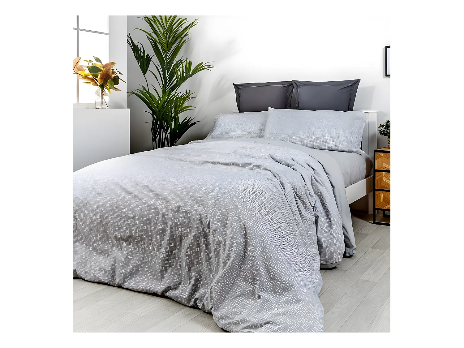 Funda nordica GROS algodón y Poliester Reciclado gris Cama de 135