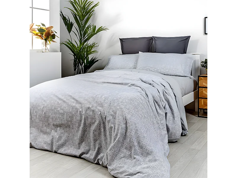 Funda nordica GROS algodón y Poliester Reciclado gris Cama de 135