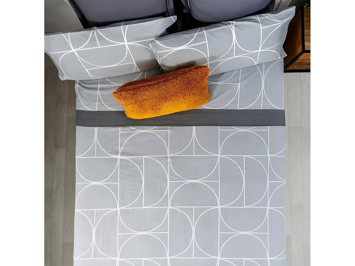 Juego de sábanas MAISON algodón poliéster gris 160x260 Cama 90