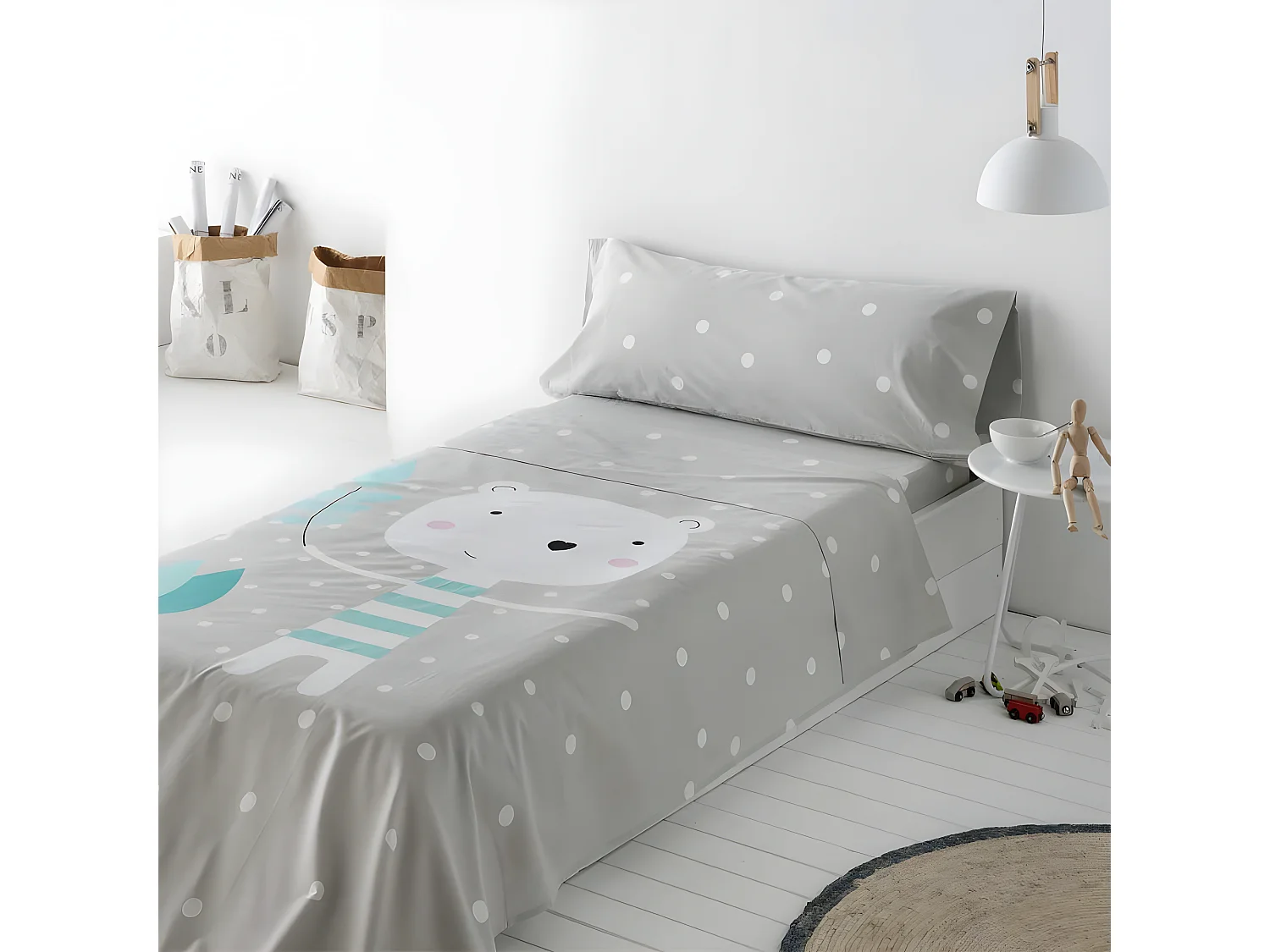 Juego de sabanas Infantil/Juvenil Jorge 100% ALGODÓN  Cama de 90 .