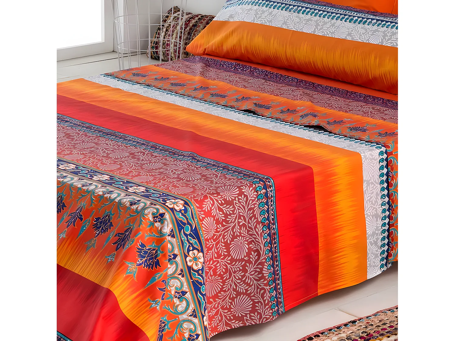 Juego de sábanas INDI percal algodón 180 hilos multicolor  Cama 90
